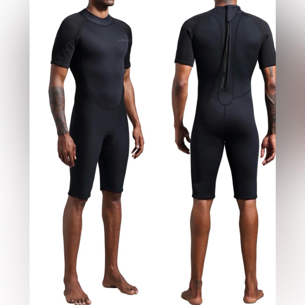 Unisex Black Short Sleeve Wetsuit by Dark Lightning